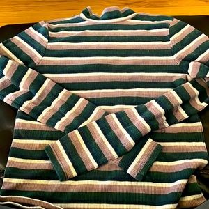 American Eagle Outfitters Striped Ribbed Top - Green, Pink, White
